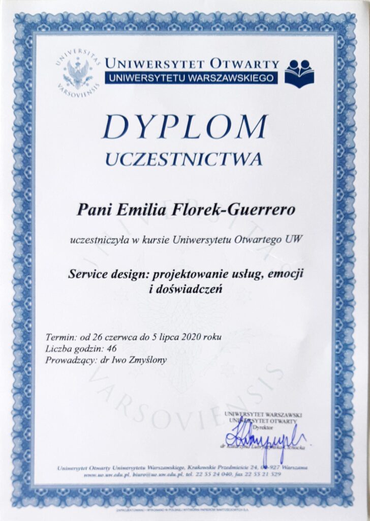 Certificate UW Service design Certificate UW Service design